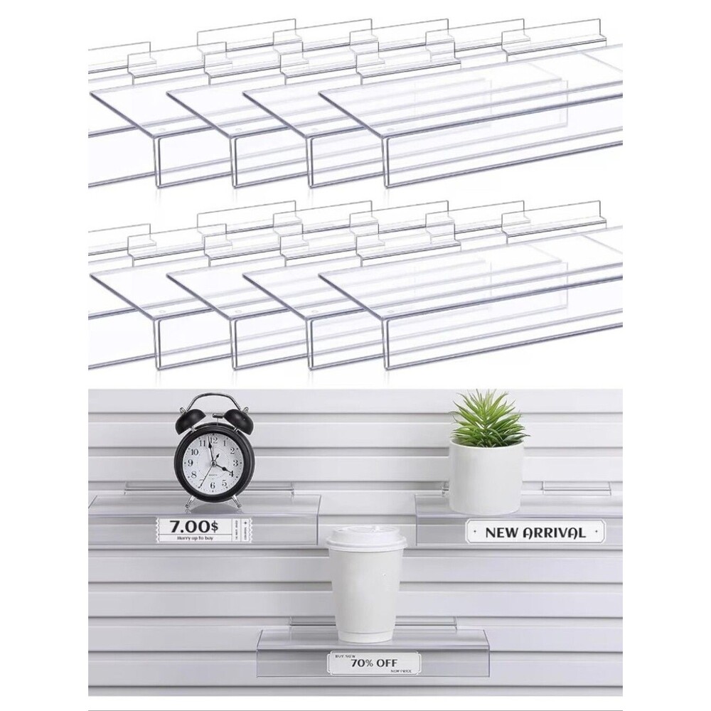 Fumete 10 Pack Clear Acrylic Slatwall Store Boutique